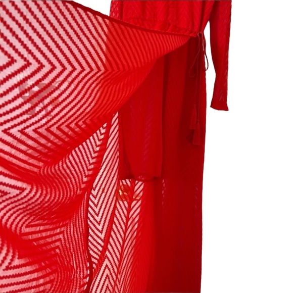 NWT Brilliant Red Sheer Patterned Maxi Dress - Picture 4 of 15